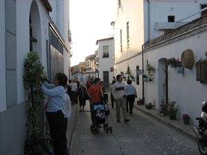 Los vecinos terminando de adornar la Calle Cuatro Vientos