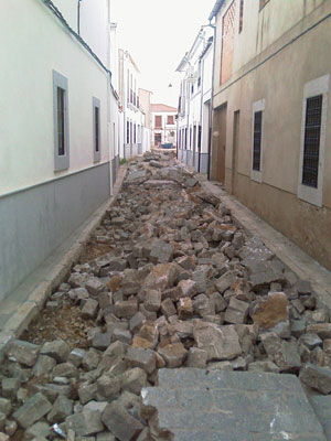 La calle Cristo de la Piedad en obras